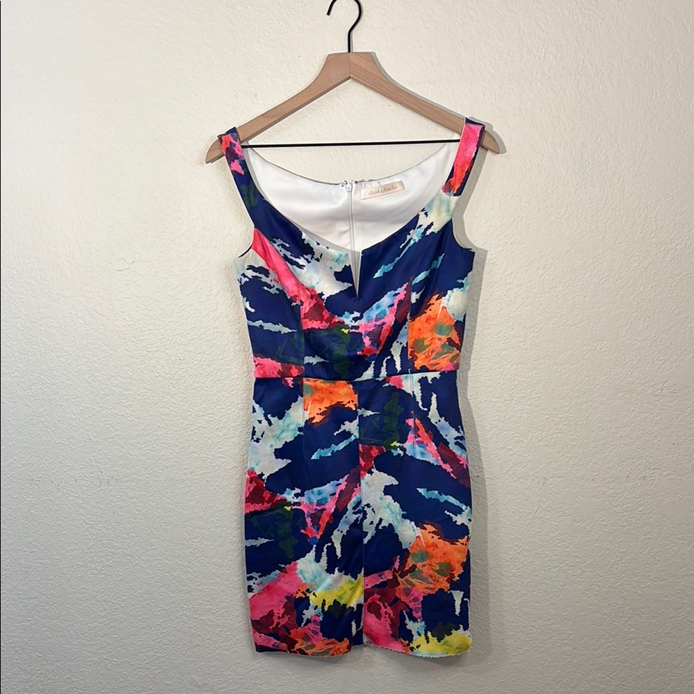 Shakuhachi Blue and Pink Ruched Bodycon Dress